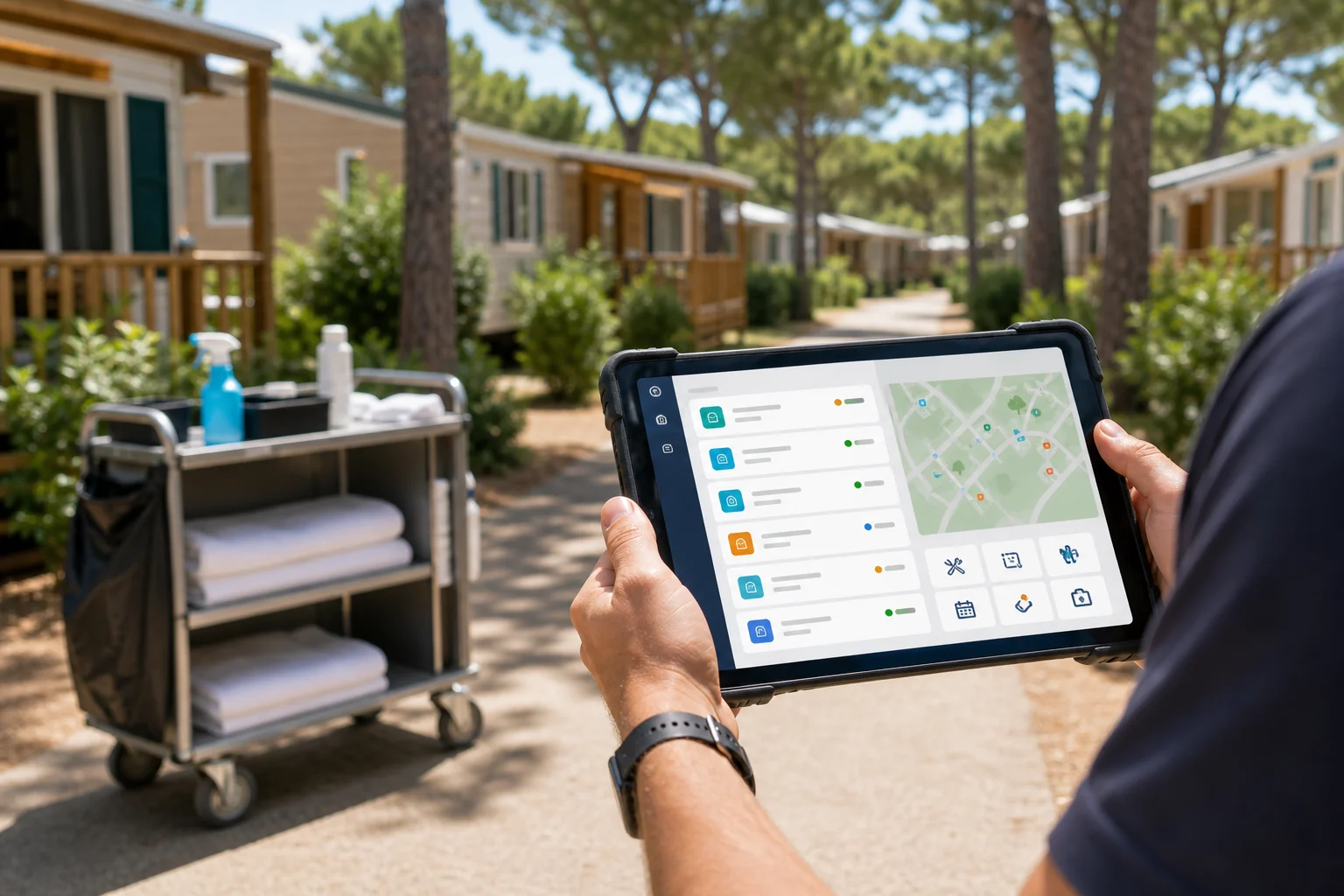 Operatività sul campo Tablet operatori per attività di campeggio e housekeeping