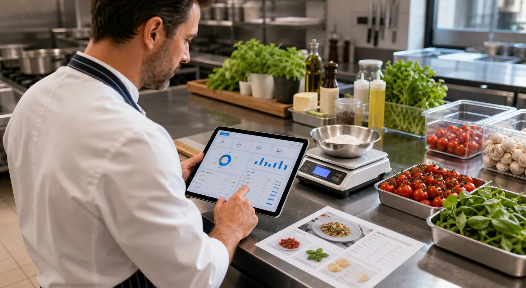Ricette grammature e food cost con Scidoo Chef che controlla ricette grammature e food cost con Scidoo
